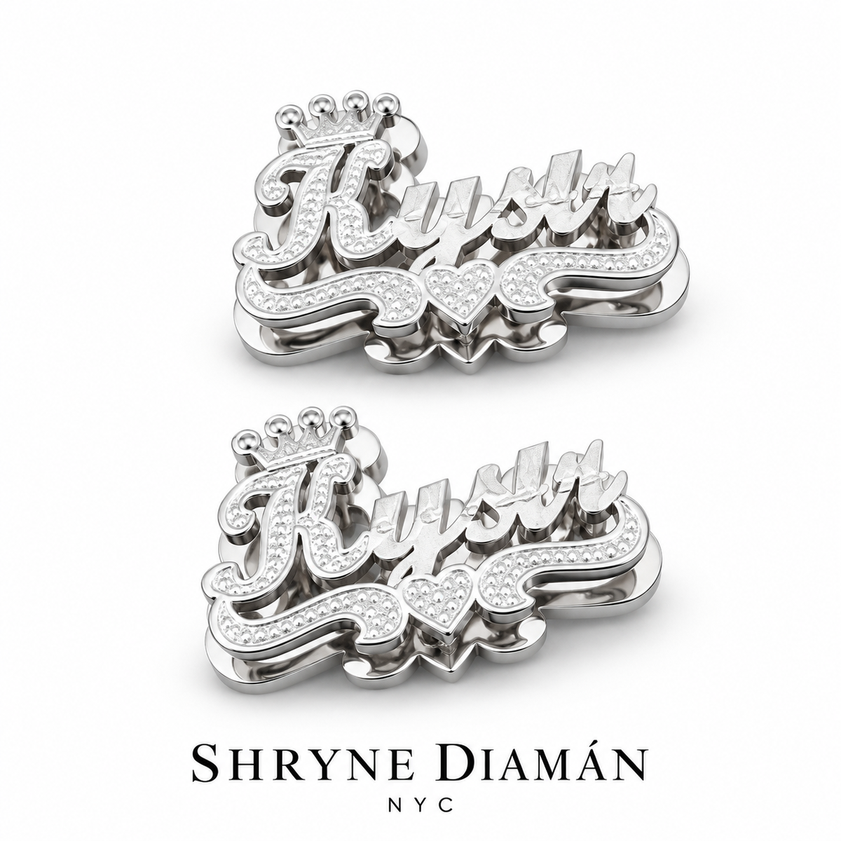 2 Tone Crown Name Earrings