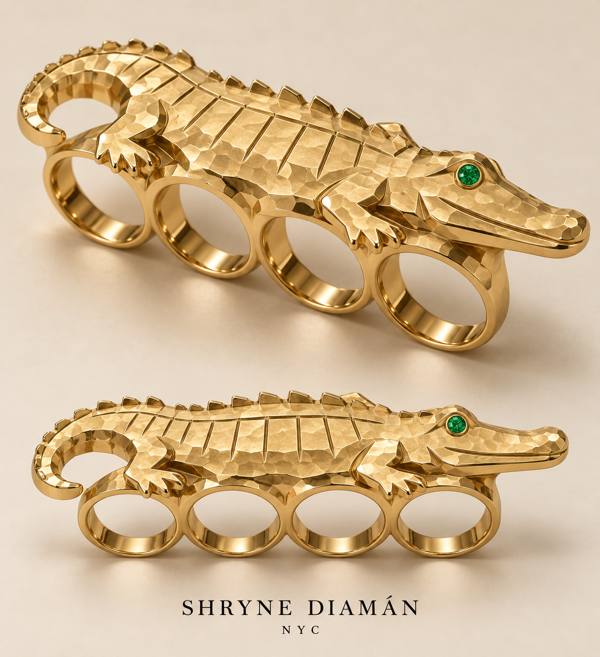 Alligator 4 Finger Ring With Diamond