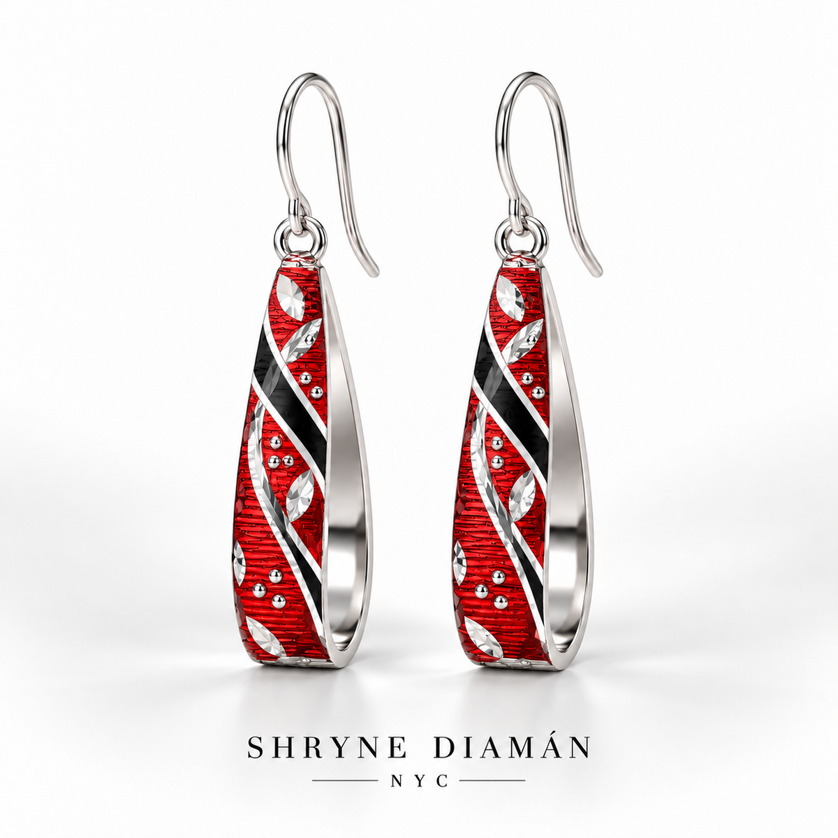 Classic Caribbean Cultural Drop Earrings – Enamel Heritage