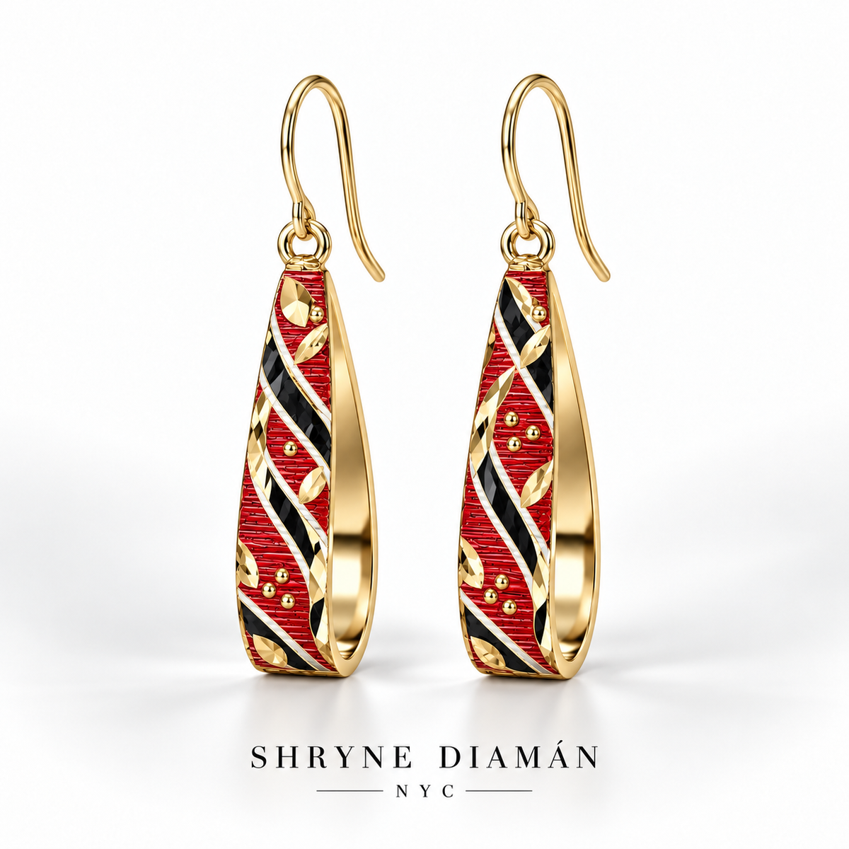 Classic Caribbean Cultural Drop Earrings – Enamel Heritage