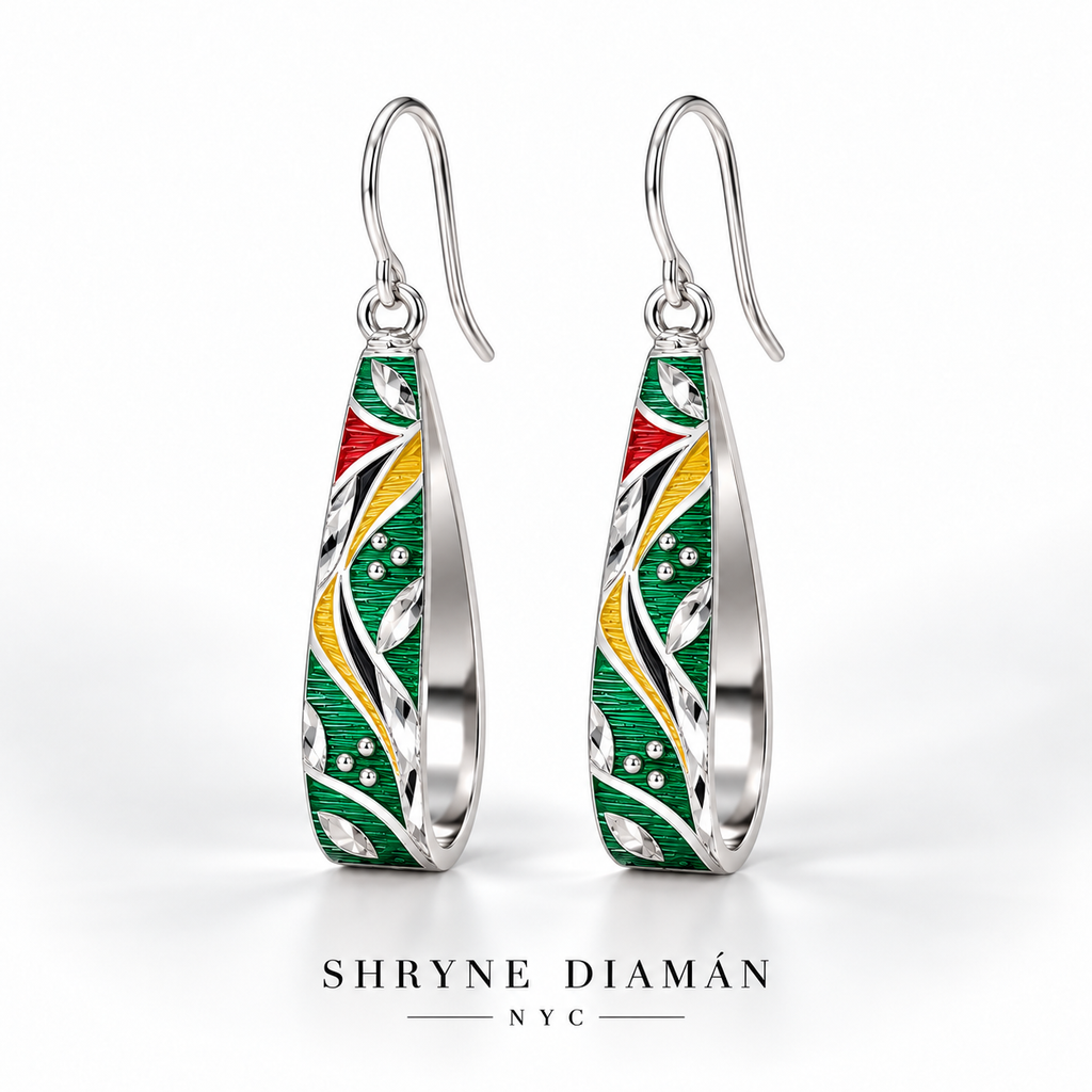 Classic Caribbean Cultural Drop Earrings – Enamel Heritage