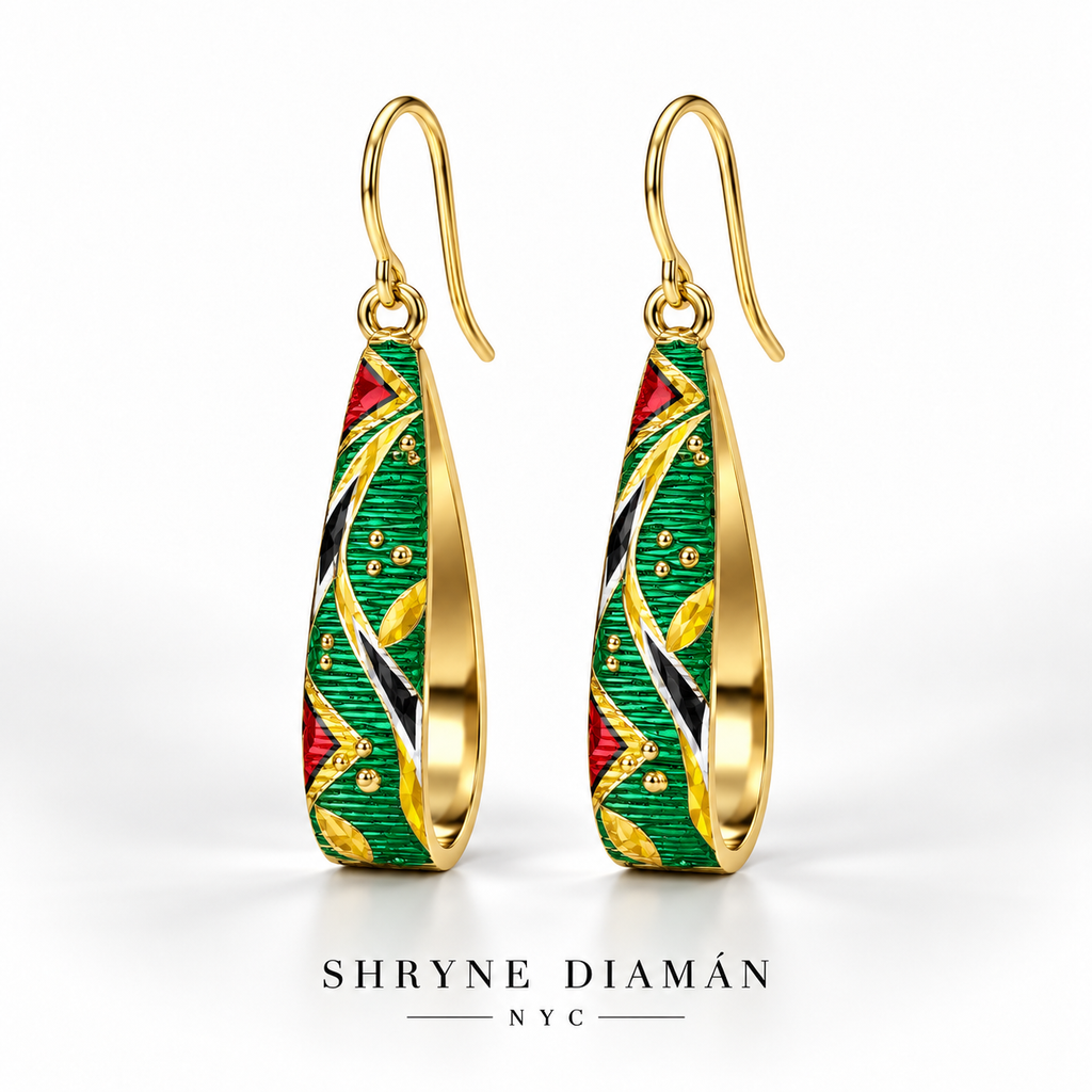 Classic Caribbean Cultural Drop Earrings – Enamel Heritage