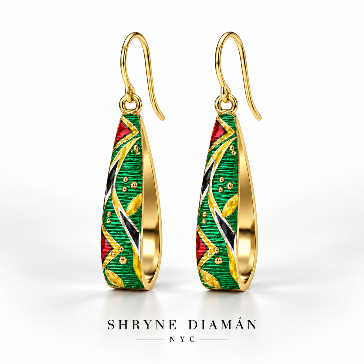 Classic Caribbean Cultural Drop Earrings – Enamel Heritage