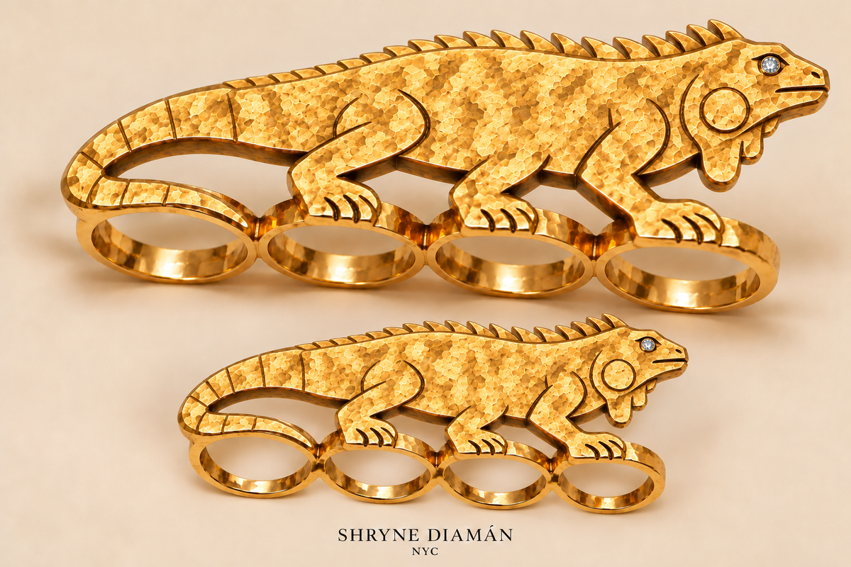 Iguana 4 Finger Ring With Diamond