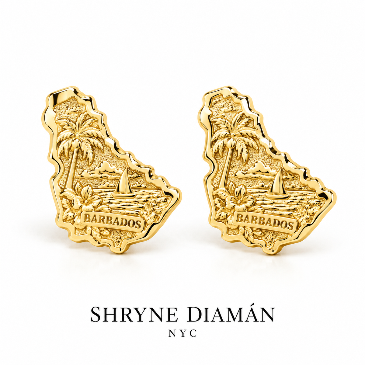 Classic Caribbean Map Stud Earrings – Heritage Collection