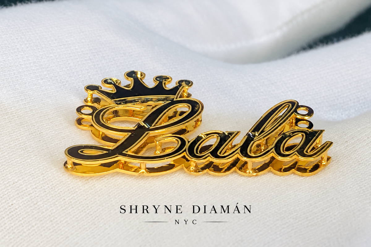 Name Plate With Lab Diamond Crown Large